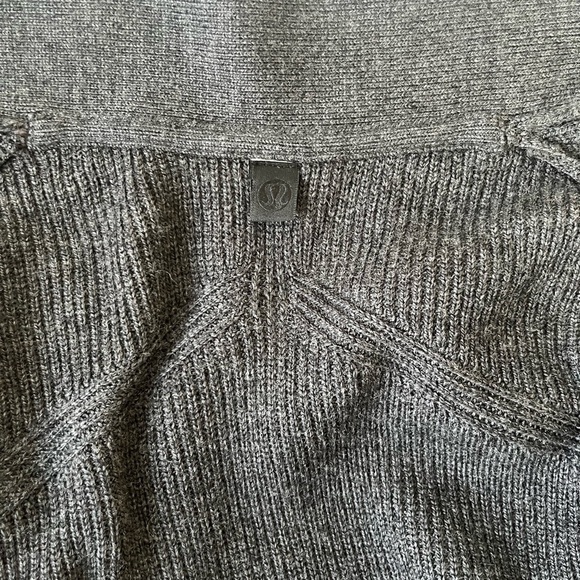 Lululemon Merino Wool-Blend Ribbed Long Wrap Sweater in Heather Black - Picture 7 of 9